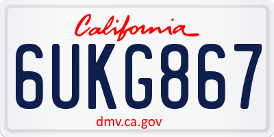 CA license plate 6UKG867
