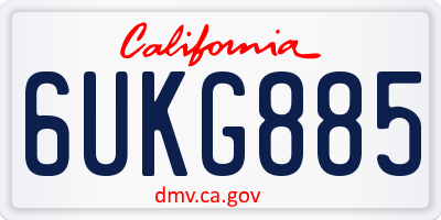 CA license plate 6UKG885