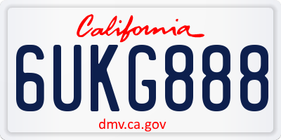 CA license plate 6UKG888
