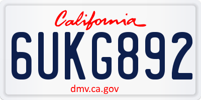CA license plate 6UKG892