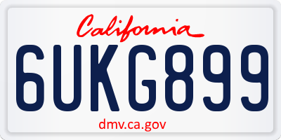 CA license plate 6UKG899