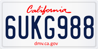 CA license plate 6UKG988