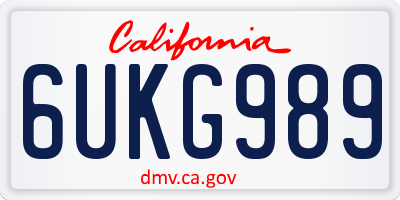 CA license plate 6UKG989
