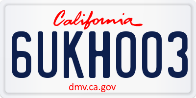 CA license plate 6UKH003