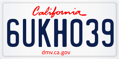 CA license plate 6UKH039