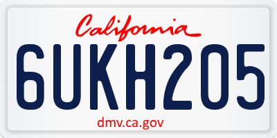 CA license plate 6UKH205