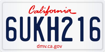 CA license plate 6UKH216