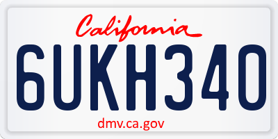 CA license plate 6UKH340