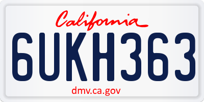 CA license plate 6UKH363
