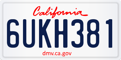 CA license plate 6UKH381