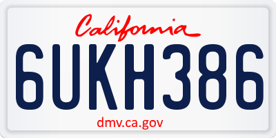 CA license plate 6UKH386