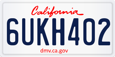 CA license plate 6UKH402