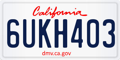CA license plate 6UKH403