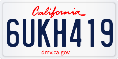 CA license plate 6UKH419