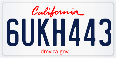 CA license plate 6UKH443