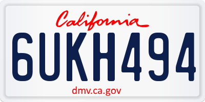 CA license plate 6UKH494