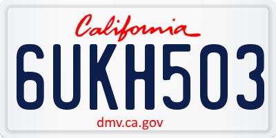 CA license plate 6UKH503