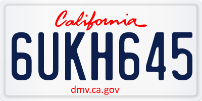 CA license plate 6UKH645