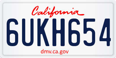 CA license plate 6UKH654