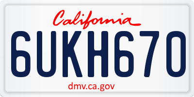 CA license plate 6UKH670