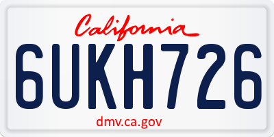 CA license plate 6UKH726