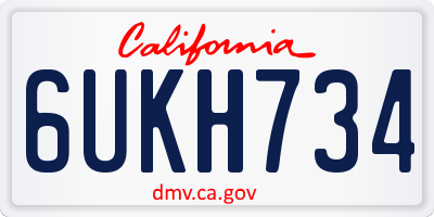 CA license plate 6UKH734