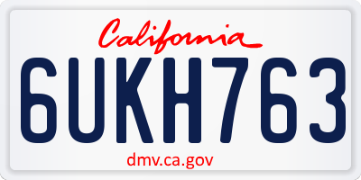 CA license plate 6UKH763