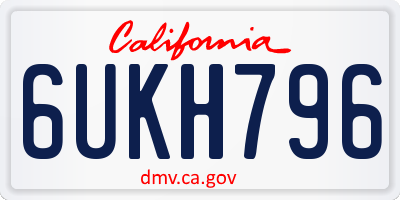 CA license plate 6UKH796
