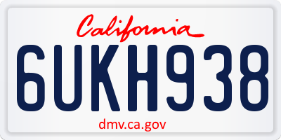 CA license plate 6UKH938