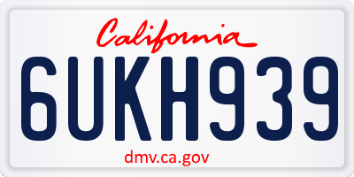 CA license plate 6UKH939