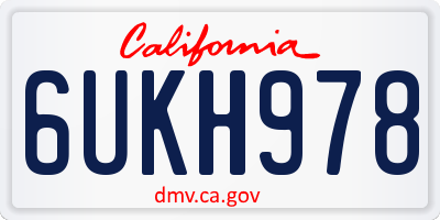 CA license plate 6UKH978
