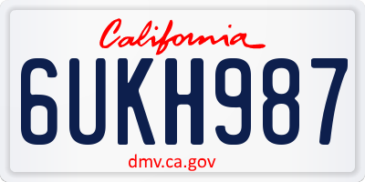 CA license plate 6UKH987
