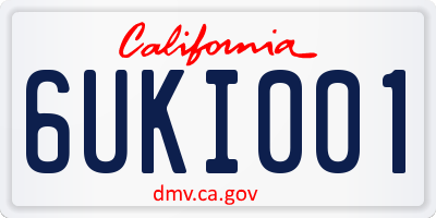 CA license plate 6UKI001