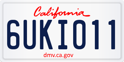 CA license plate 6UKI011