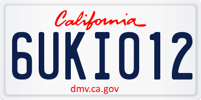 CA license plate 6UKI012