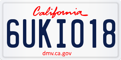CA license plate 6UKI018