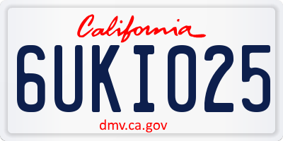 CA license plate 6UKI025