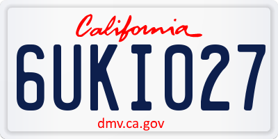 CA license plate 6UKI027
