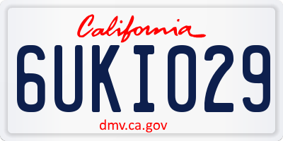 CA license plate 6UKI029