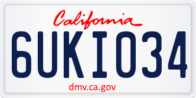 CA license plate 6UKI034
