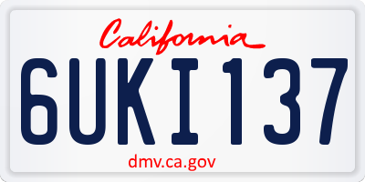 CA license plate 6UKI137