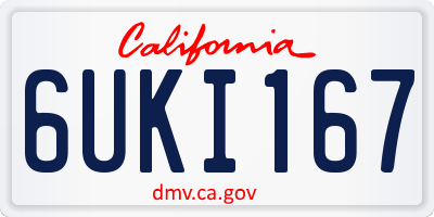 CA license plate 6UKI167