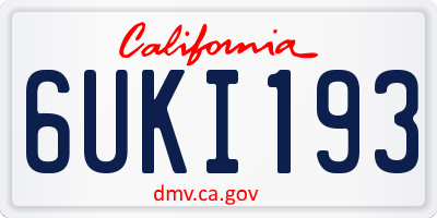 CA license plate 6UKI193
