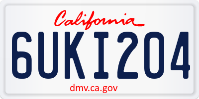 CA license plate 6UKI204