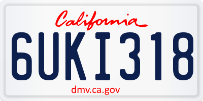 CA license plate 6UKI318