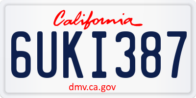 CA license plate 6UKI387