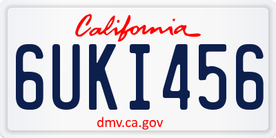CA license plate 6UKI456