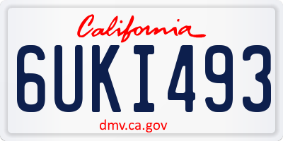 CA license plate 6UKI493