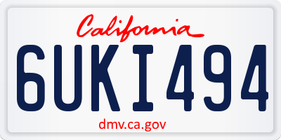 CA license plate 6UKI494