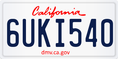 CA license plate 6UKI540